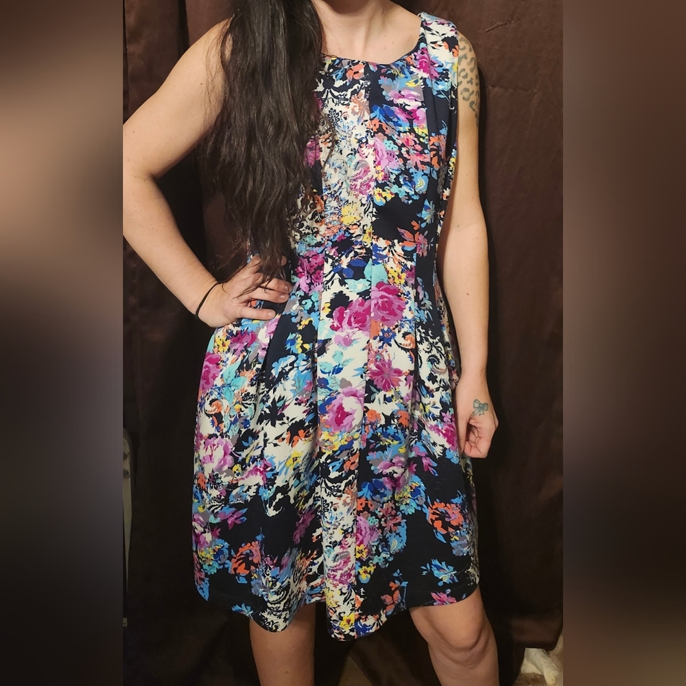 Colorful flower print dress